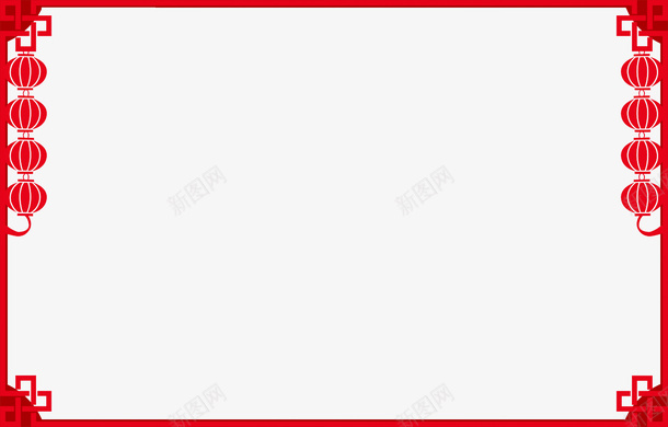 卡通红色灯笼边框图png免抠素材_88icon https://88icon.com 中国风 创意的 卡通 展板 插图 红灯笼 边框