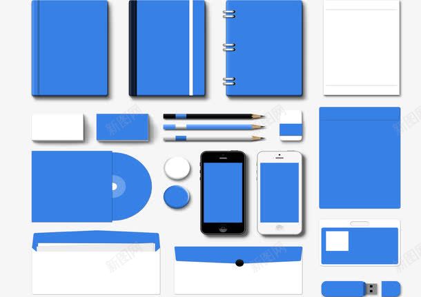 VI样机模板png免抠素材_88icon https://88icon.com VI样机 信封 名片 笔记本 铅笔
