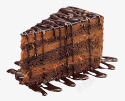西式甜点洒满巧克力酱料的夹层蛋糕高清图片