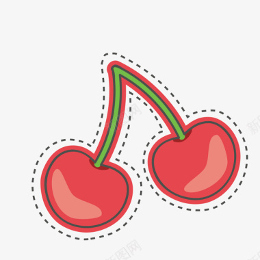 水果火龙果手绘卡通樱桃图标图标