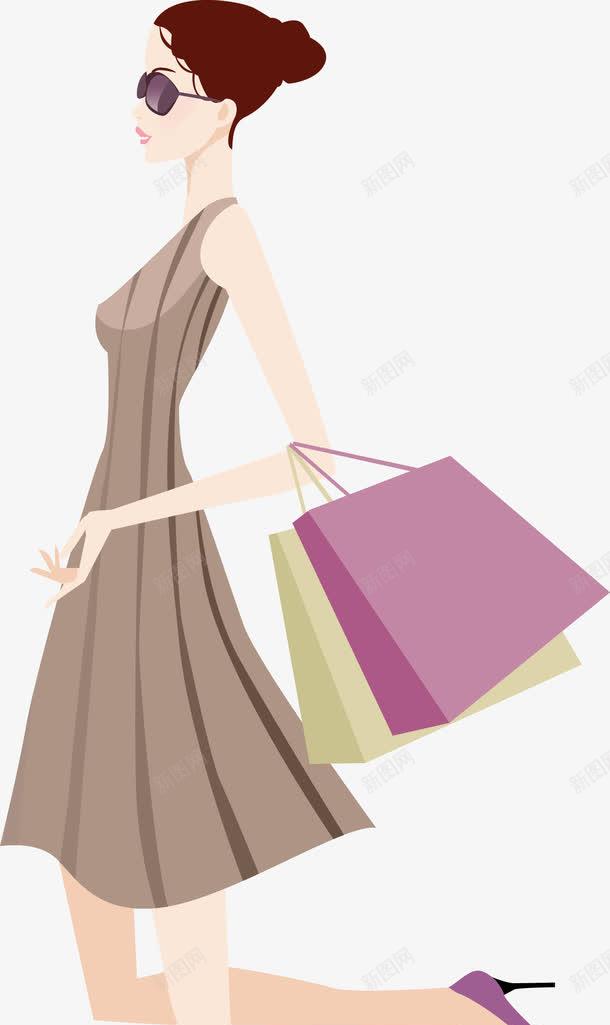 购物的时尚女人png免抠素材_88icon https://88icon.com 人物 人物矢量图 卡通人物 墨镜 女人 女性 客户 新客户 新老客户 消费者 老客户 购物袋
