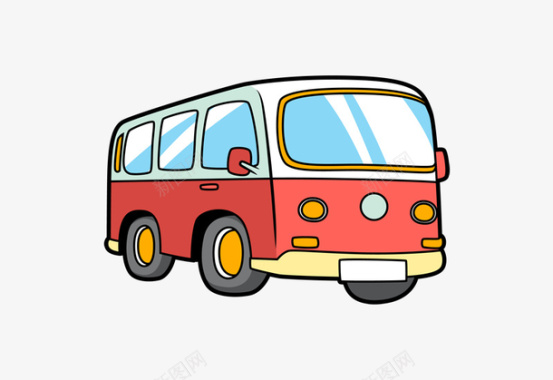 卡通红色巴士汽车图标图标