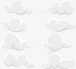 扁平设计免费扁平可爱的白云矢量图高清图片