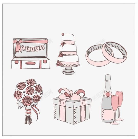 手工绘制可爱的必备配件婚纱png免抠素材_88icon https://88icon.com 可爱 婚姻 婚礼 庆典 情侣 戒指 手 新娘 派对 爱 爱情 环 画 礼品 结婚 绘画 花束 蛋糕 邀请 香槟