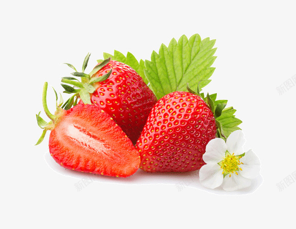 草莓png免抠素材_88icon https://88icon.com 叶子 广告素材 水果 红色水果 绿叶 草莓