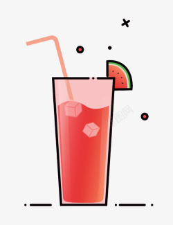 吸光彩色创意圆柱西瓜汁元素高清图片