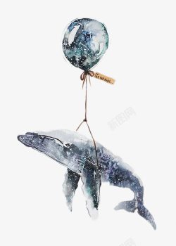 创意鲸鱼星空气球与鲸鱼高清图片