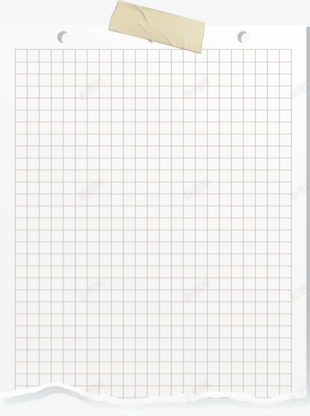手绘方格纸矢量图ai免抠素材_88icon https://88icon.com 手绘 文具 方格纸 纸张 黏贴的胶带 矢量图