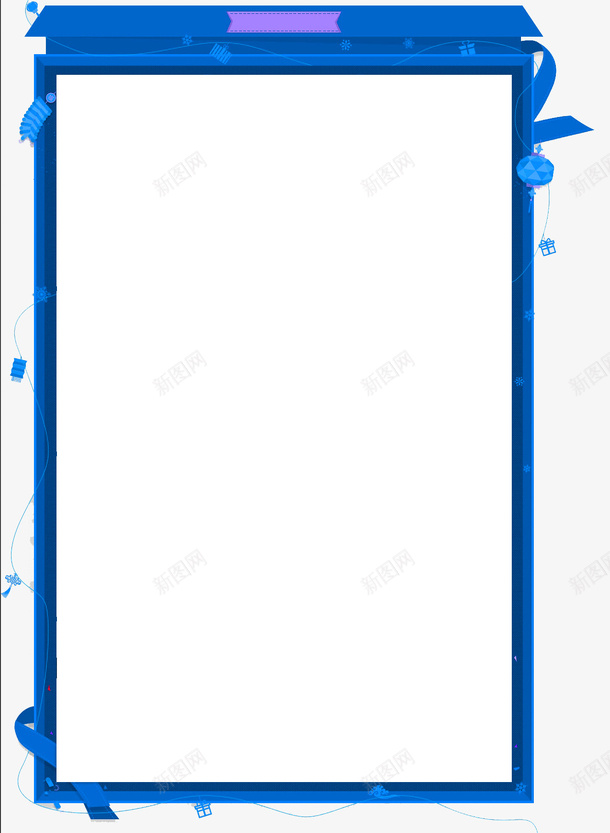 蓝色简约方框边框png免抠素材_88icon https://88icon.com 免抠PNG 方框 简约 线条 花纹 蓝色 装饰 边框
