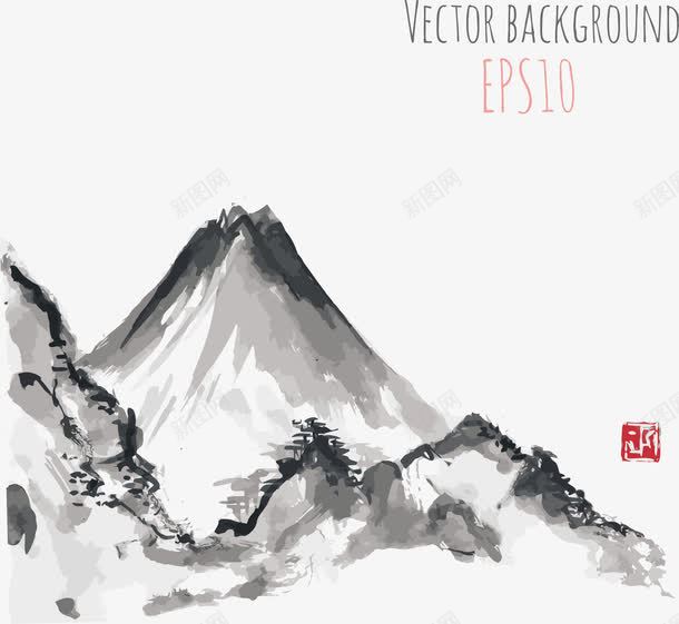 水墨山水画png免抠素材_88icon https://88icon.com 中式 传统风景画 山水 水墨