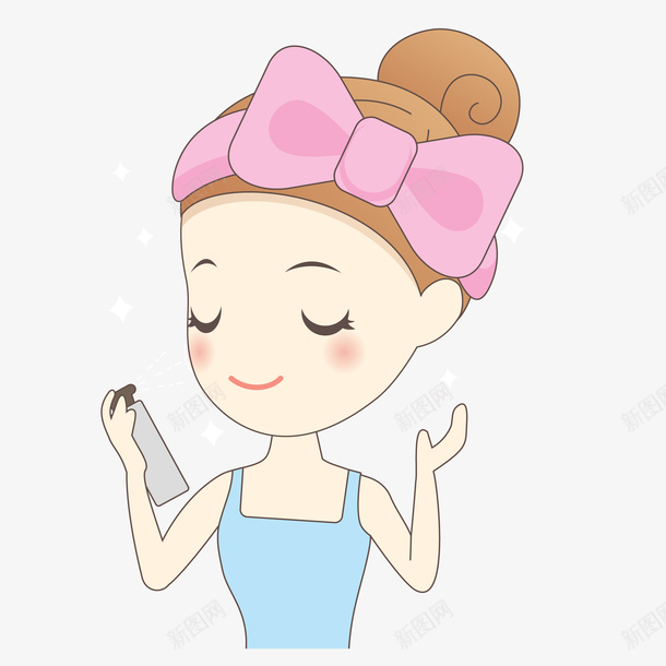 手绘脸部喷剂女生png免抠素材_88icon https://88icon.com 享受 免扣Png 化妆品 喷剂 手绘 手绘人脸 护肤 美容 脸部图案 舒服 蓝背心 蝴蝶结