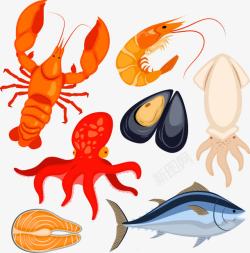 7款海洋生物与食物矢量图素材