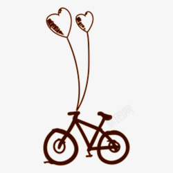 棕色自行车气球自行车简笔画高清图片