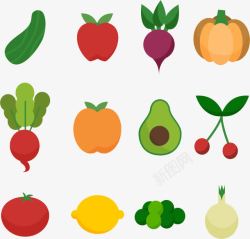 扁平化健康水果蔬菜矢量图素材