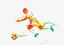 足球运动员喷墨水彩剪影矢量图素材