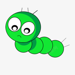 昆虫毛毛虫绿色可爱卡通素材