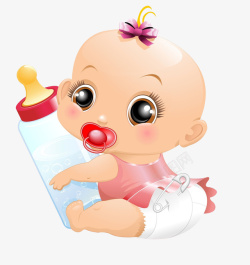 婴儿满足的笑抱着奶瓶的孩子高清图片