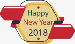 扁平2018新年多边形标签素材