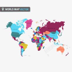 扁平化彩色世界地图素材