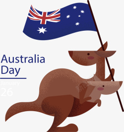 AustraliaDay可爱拿着国旗的袋鼠矢量图高清图片