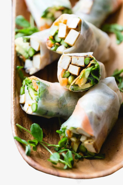 豆腐文化美味蔬菜春卷高清图片