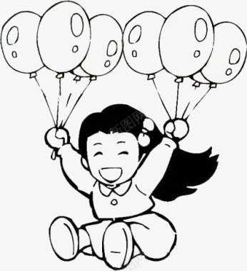 卡通简约拿气球的小女孩图标图标