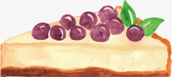 手绘水彩葡萄蛋糕矢量图素材