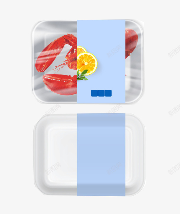 小龙虾新鲜水果塑料包装盒png免抠素材_88icon https://88icon.com 写实 创意包装袋 包装盒 反面 塑料包装盒 小龙虾 橙子 正面 设计 质感包装