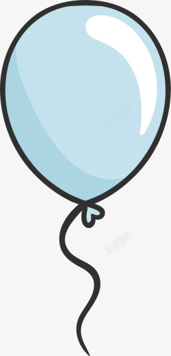 简洁气球装饰手绘圆形蓝色气球矢量图高清图片