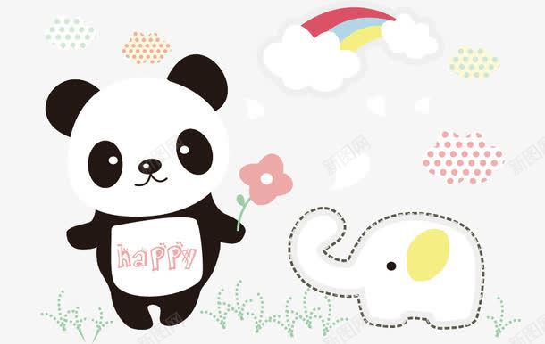 印花png免抠素材_88icon https://88icon.com 创意 动物 卡通 印花 可爱 大象 时尚 服装图案 服装设计 潮流 熊猫 黑白熊