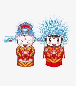 中式婚礼背景卡通人物高清图片