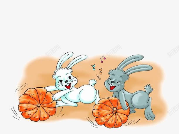 小白兔和小灰兔png免抠素材_88icon https://88icon.com 兔子 南瓜 卡通 可爱