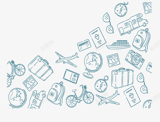 手绘绿色线条旅游花纹矢量图ai免抠素材_88icon https://88icon.com 手绘风 旅游 旅游季 旅游花纹 矢量png 绿色线条 矢量图