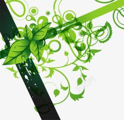 绿色树叶花纹艺术封面素材