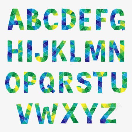 字体png免抠素材_88icon https://88icon.com 26个字母 创意几何 字母AZ 绿色 英文字母 蓝色 黄色
