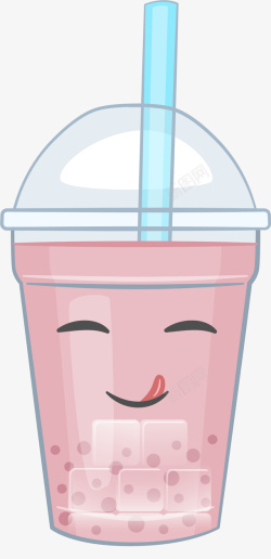 珍珠奶茶粉色扁平饮料饮品高清图片