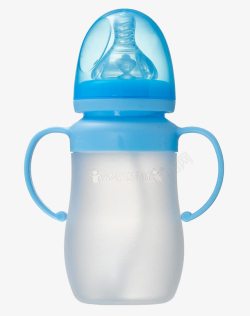 摔不破的宽口硅胶奶瓶蓝色素材