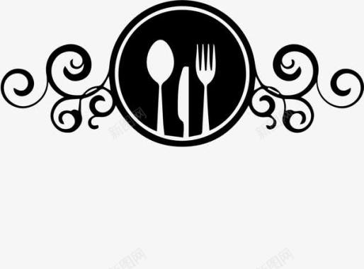 云花纹花纹圆形黑色厨房logo图标图标