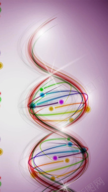 清新多彩双螺旋DNA结构H5背景元素背景