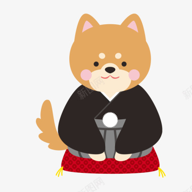 可爱日本和服造型柴犬标免图标图标