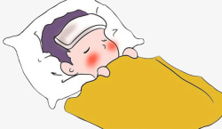 小孩枕头小孩感冒生病医院吃药发烧流鼻涕高清图片