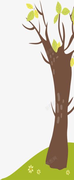棕色树干树干树叶森林卡通插画高清图片