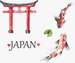 日本印象手绘水彩日本印象高清图片