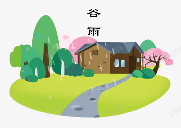 二十四节气谷雨卡通手绘插画psd免抠素材_88icon https://88icon.com 中国节气 二十四节气 传统节日 春天 春季 艺术字 谷雨 雨季