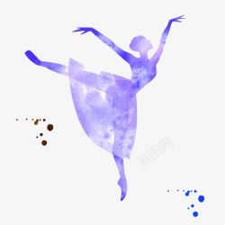 紫色水彩舞蹈女郎素材