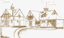 素描建筑线条图手绘别墅素材