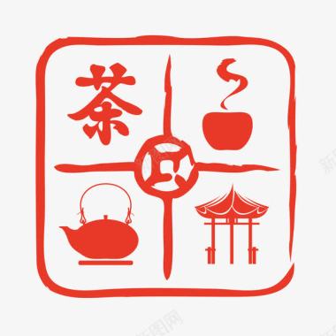 古代房屋茶文化茶道图标图标