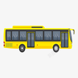 卡通公交车站牌手绘卡通黄色公交车高清图片