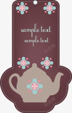 可爱花纹茶壶标签模板素材