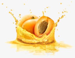 黄色杏子水果与果汁高清图片